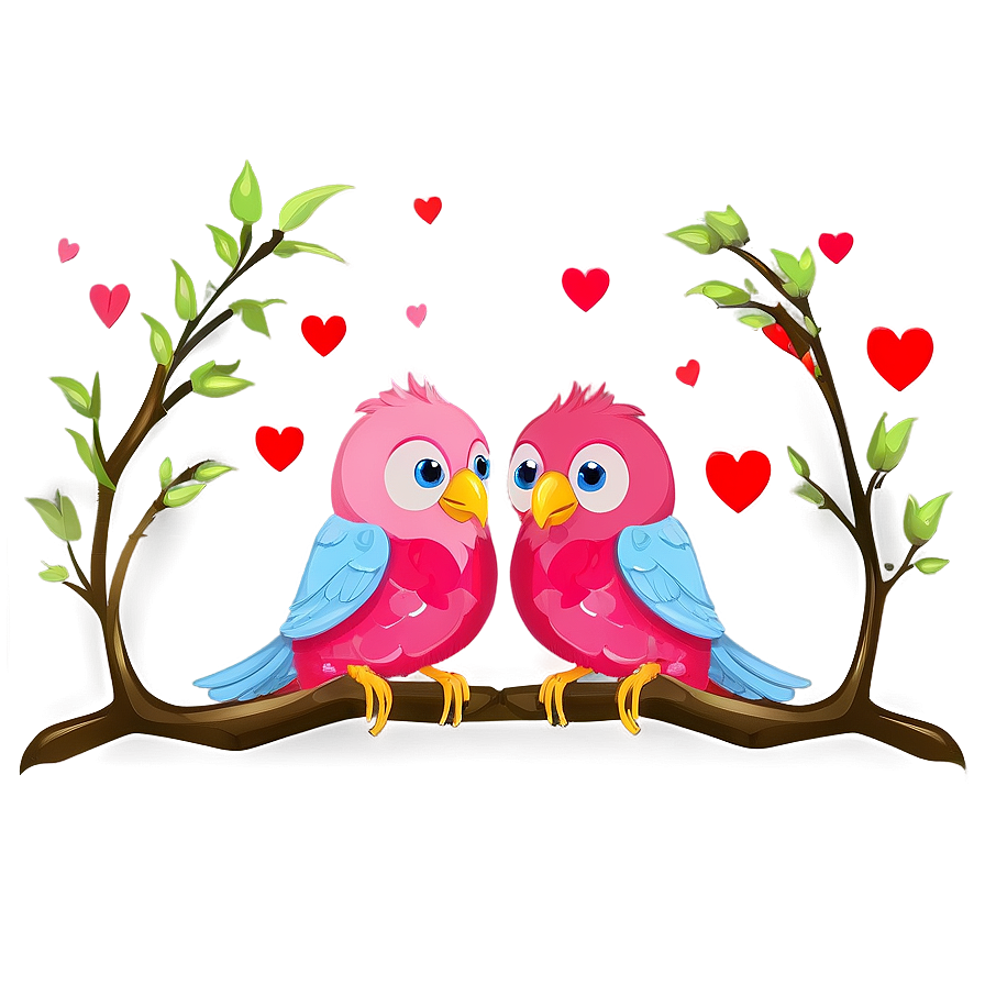 Valentine's Day Lovebirds Png 05242024 PNG Image