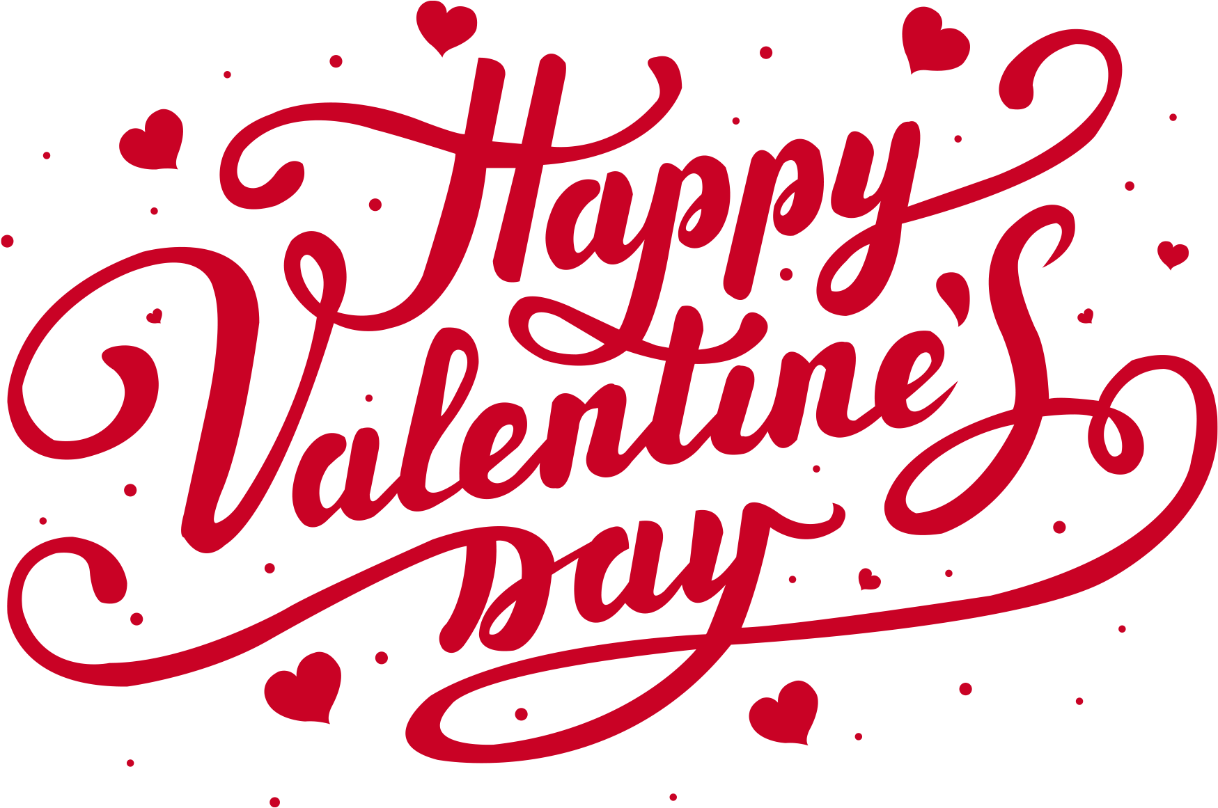 Valentines Day Cursive Text Red Hearts PNG Image