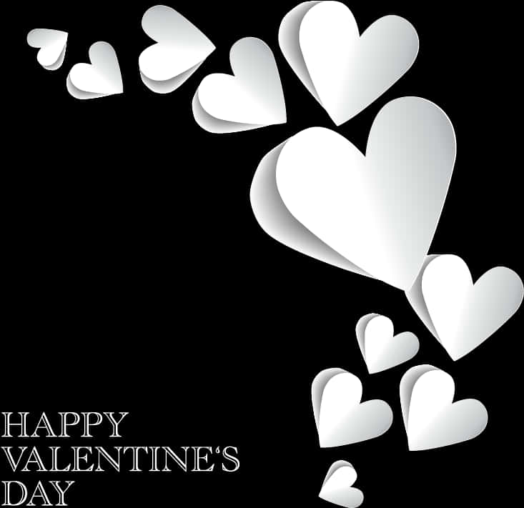 Valentines Day White Hearts Black Background PNG Image