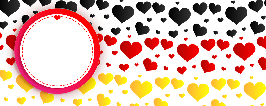 Valentines Heart Banner Background PNG Image