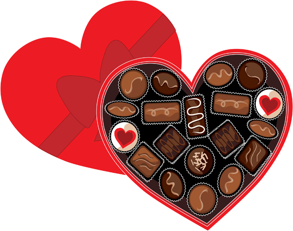 Valentines Heart Shaped Chocolate Box PNG Image