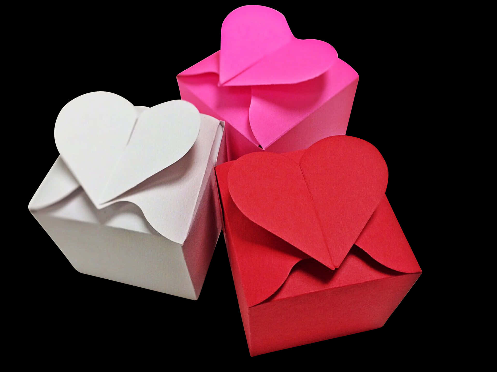 Valentines Heart Shaped Paper Boxes PNG Image