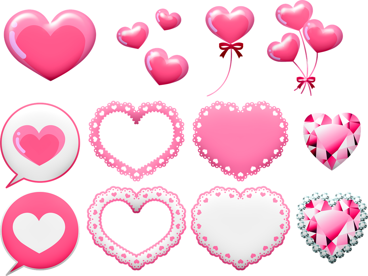 Valentines Hearts Collection PNG Image