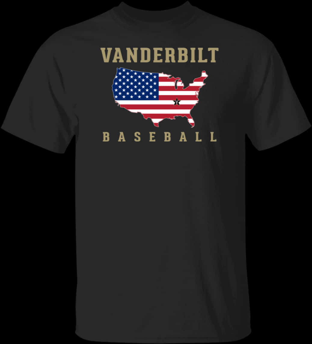 Vanderbilt Baseball U S A Flag T Shirt PNG Image