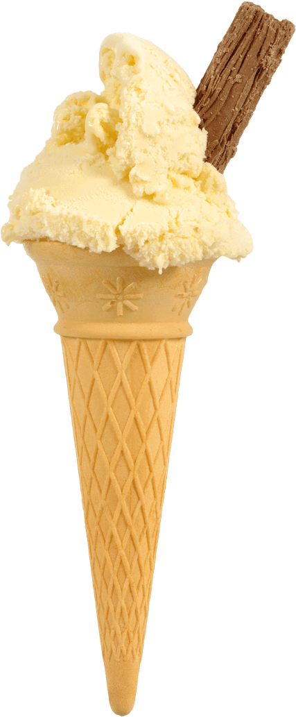 Vanilla Ice Cream Cone With Chocolate Flake PNG Image