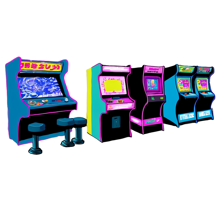 Vaporwave Arcade Scene Png Pal81 PNG Image