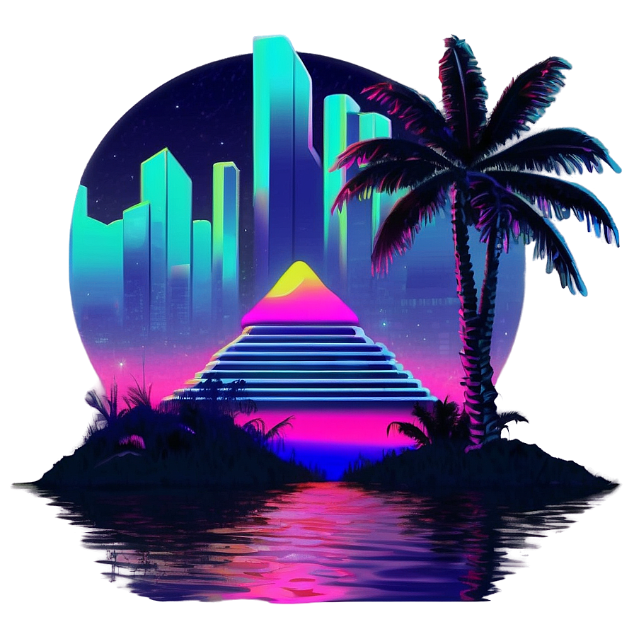 Vaporwave Neon Landscape Png Nnh88 PNG Image