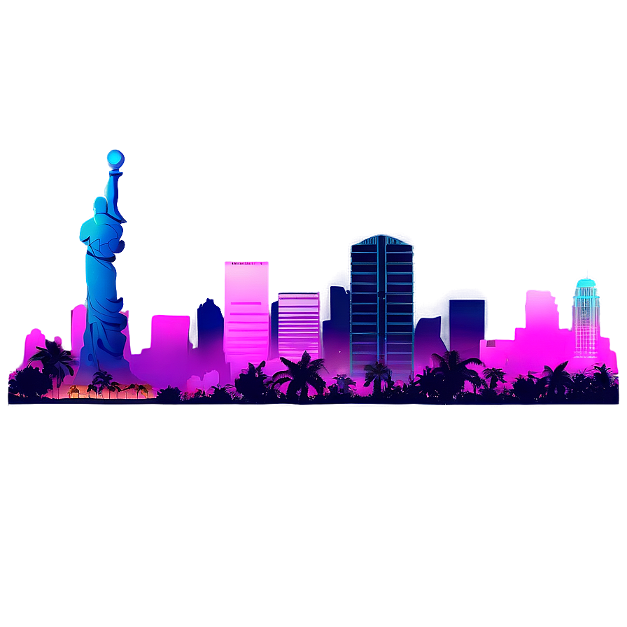 Vaporwave Night Cityscape Png 60 PNG Image