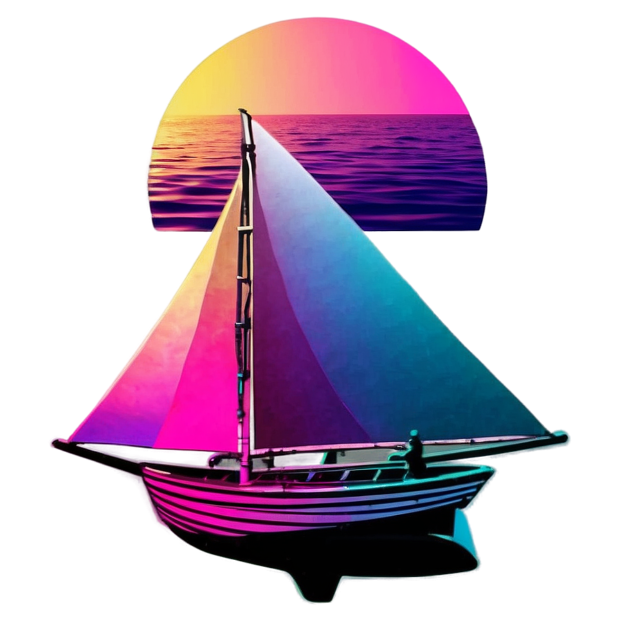 Vaporwave Sailing Sunset Png 06112024 PNG Image