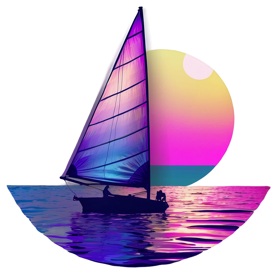 Vaporwave Sailing Sunset Png Jcm PNG Image