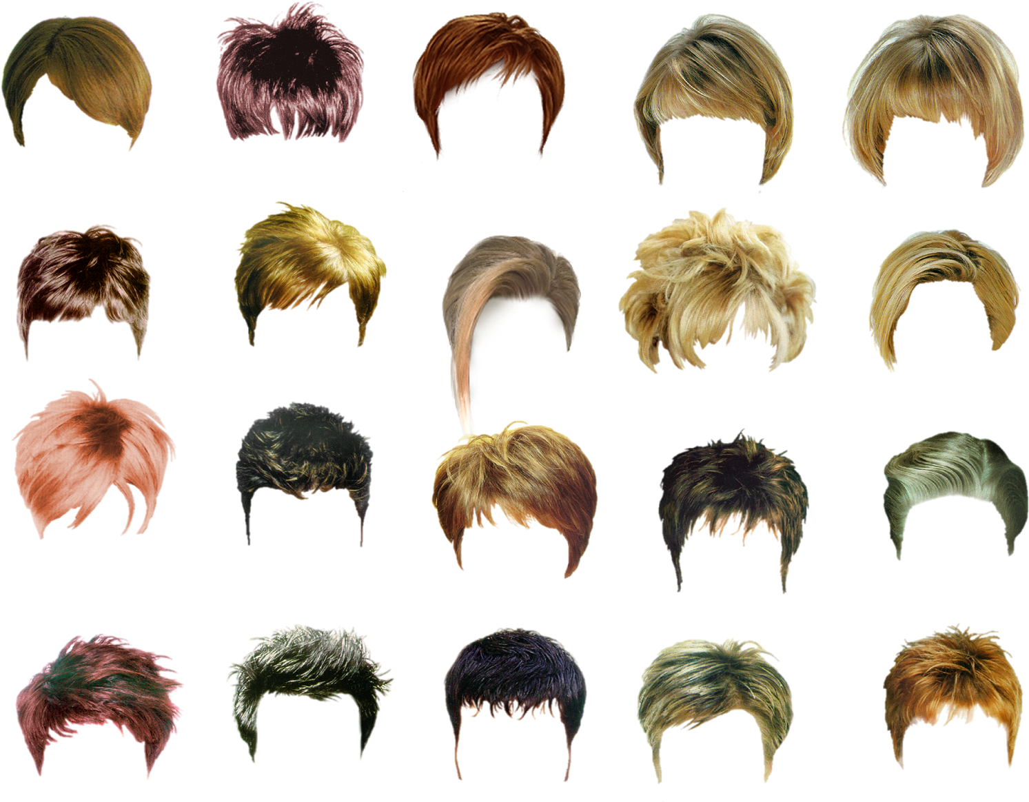 Variety Hairstyles Collection PNG Image