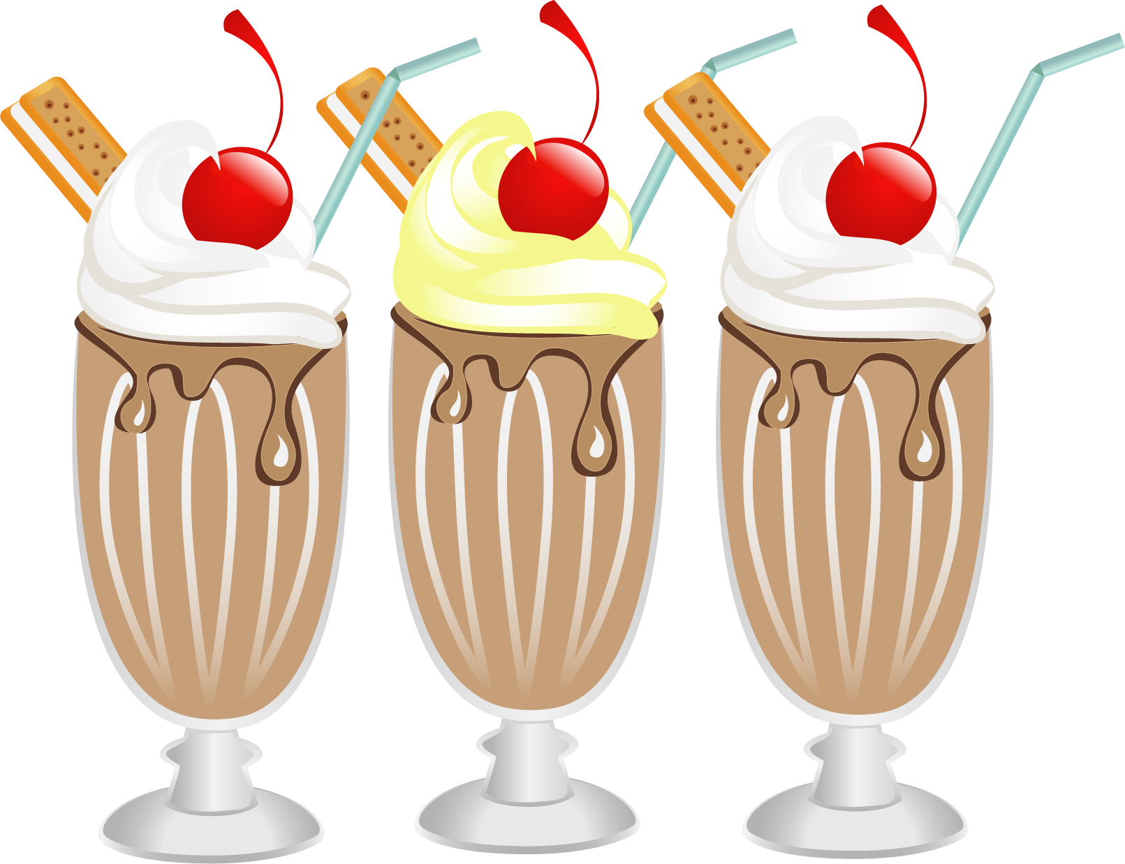 Variety Milkshakes Illustration PNG Image