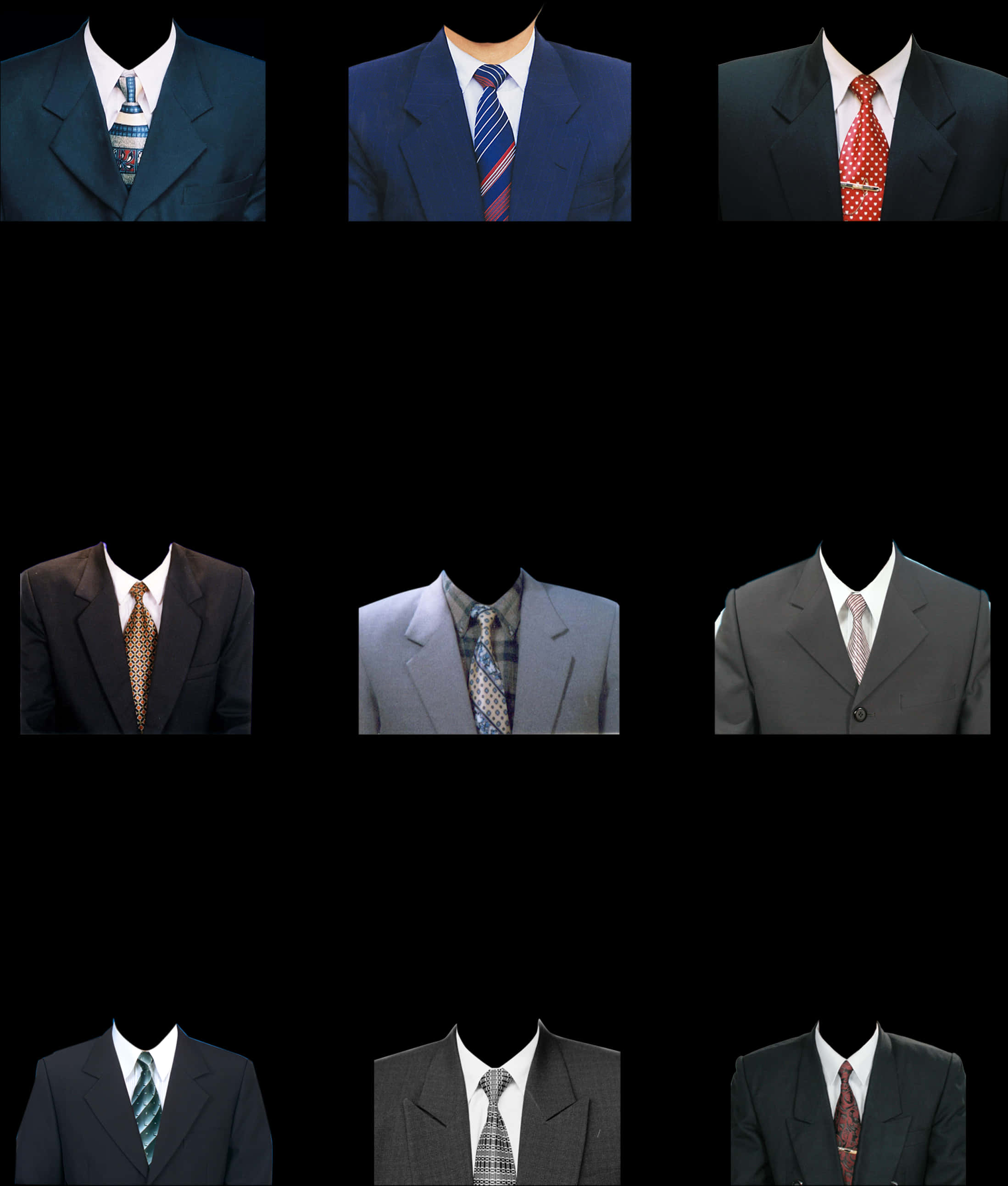 Varietyof Business Suitsand Ties PNG Image