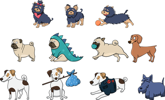 Varietyof Cartoon Dogs Illustration PNG Image