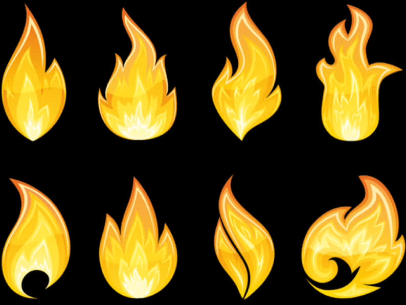 Varietyof Cartoon Flames PNG Image