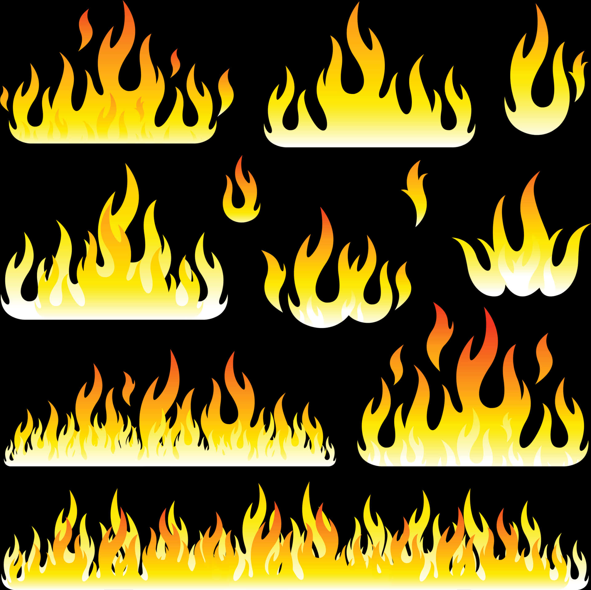 Varietyof Cartoon Flames Vector PNG Image