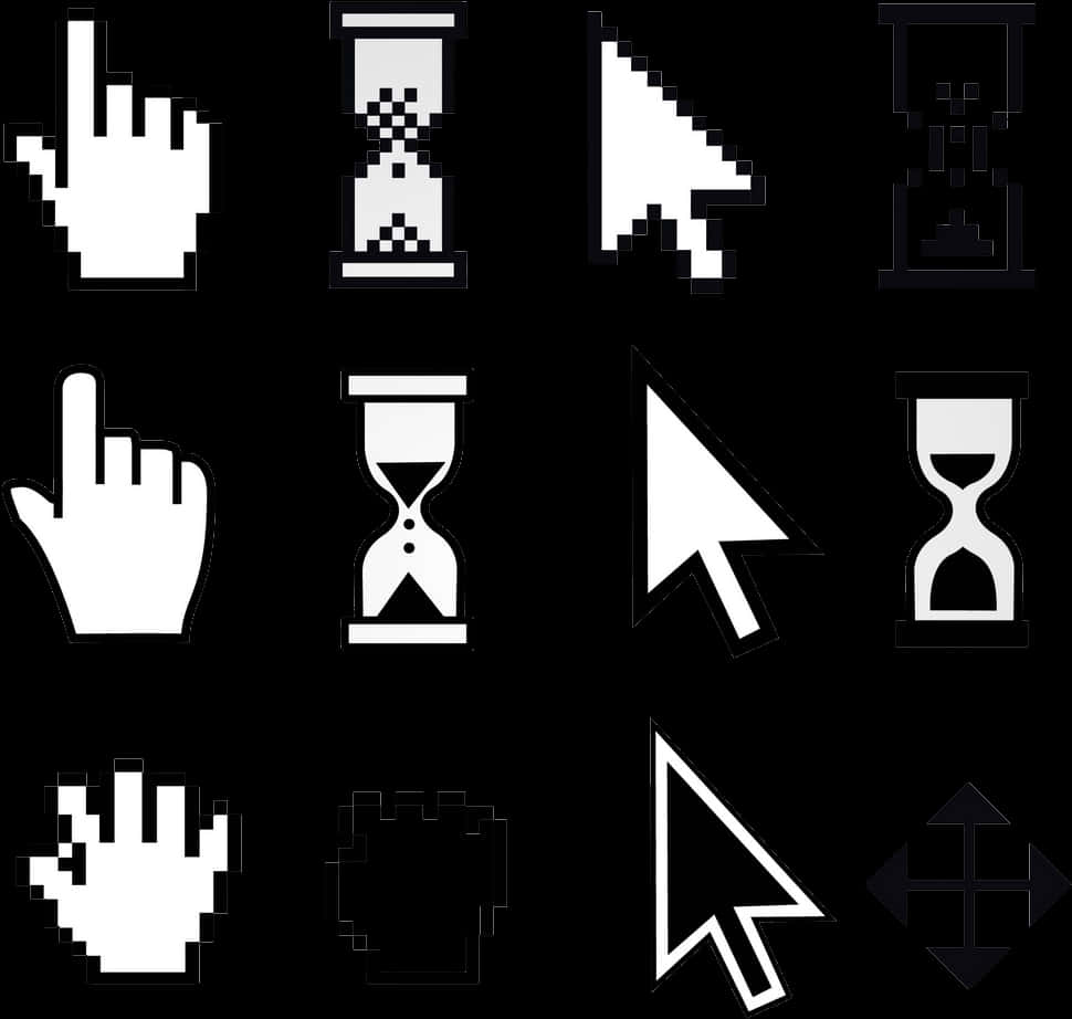 Varietyof Cursor Icons Set PNG Image