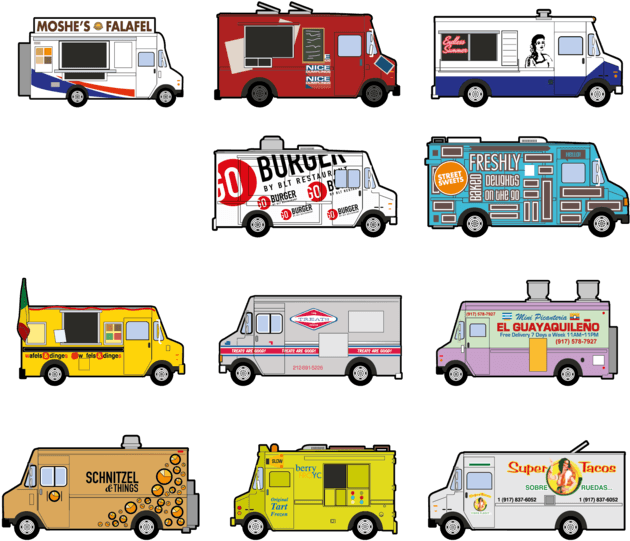 Varietyof Food Trucks Illustration PNG Image