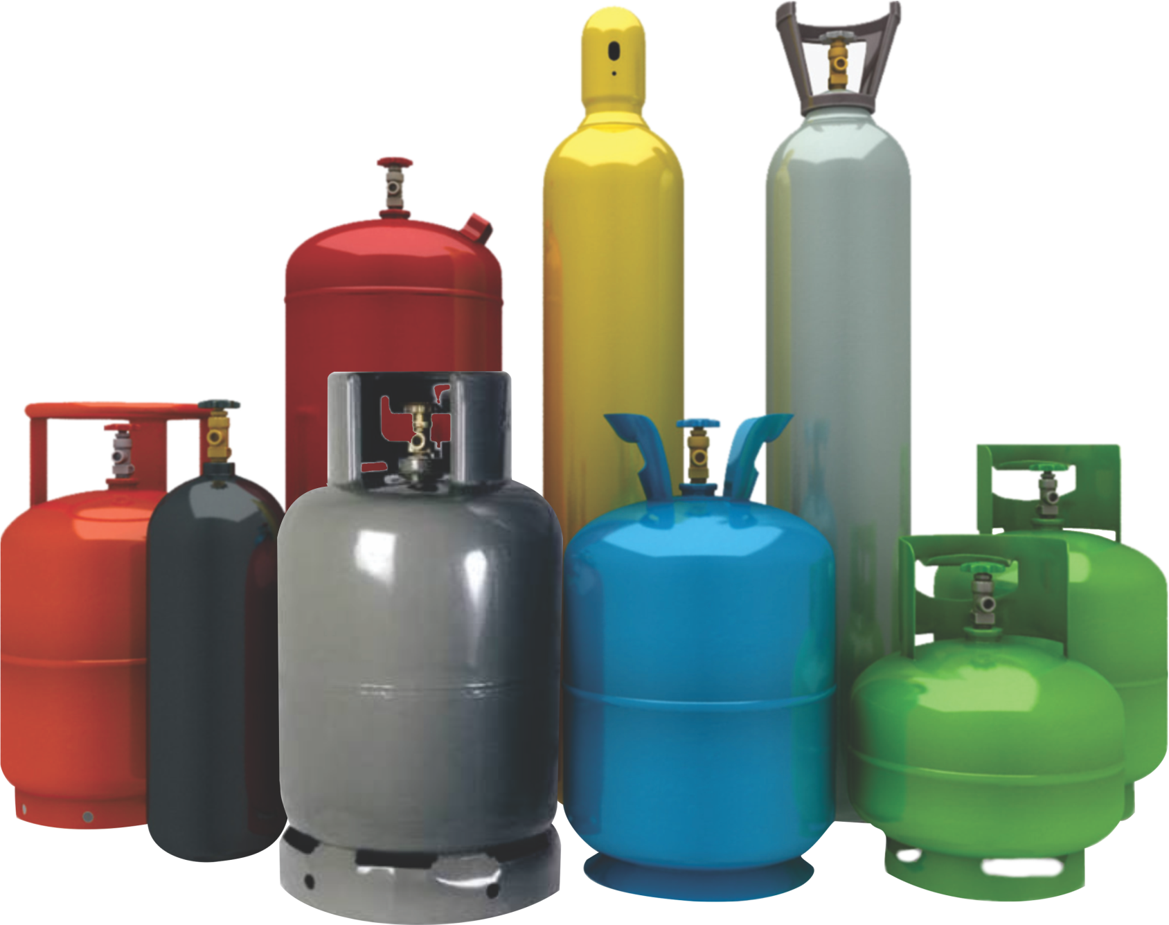 Varietyof Gas Cylinders PNG Image