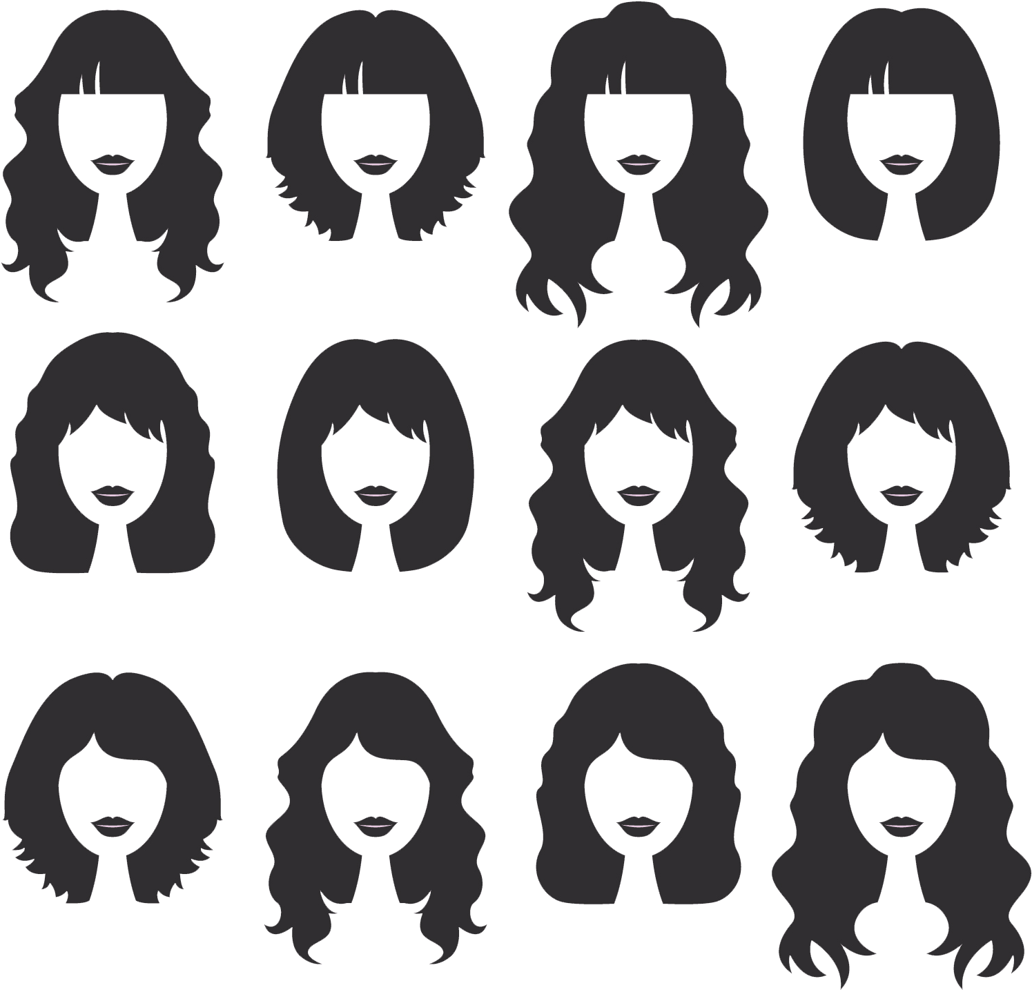 Varietyof Hairstyles Vector PNG Image