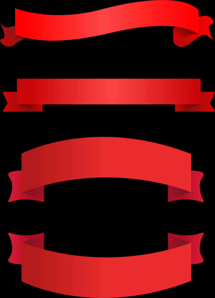 Varietyof Red Ribbons Banners PNG Image