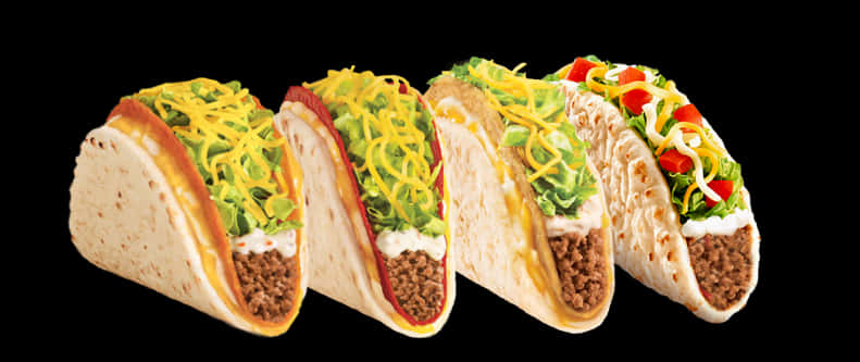 Varietyof Tacos Black Background PNG Image