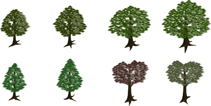 Varietyof Trees Graphic Design PNG Image