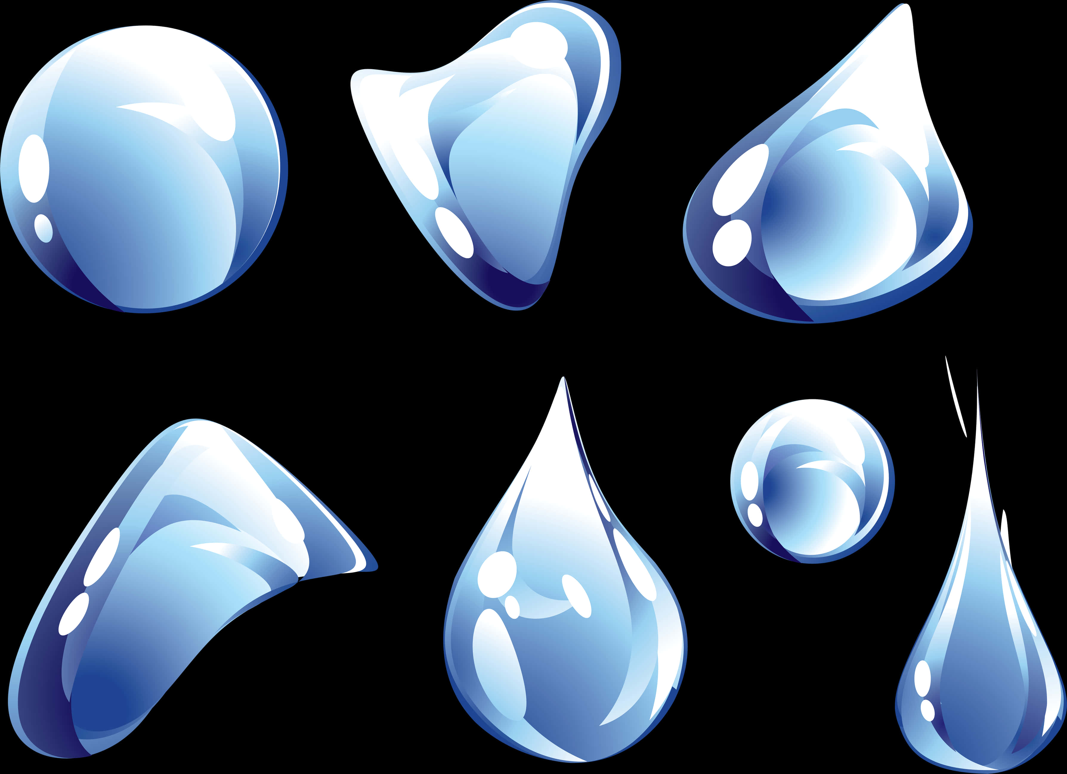 Varietyof Water Drops Vector Illustration PNG Image