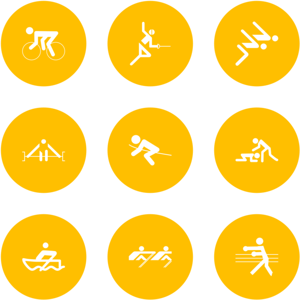 Various Sports Icons Set PNG Image