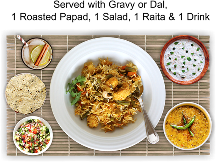 Veg Biryani Platterwith Sides PNG Image