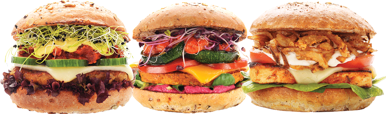 Vegan Burger Trio PNG Image