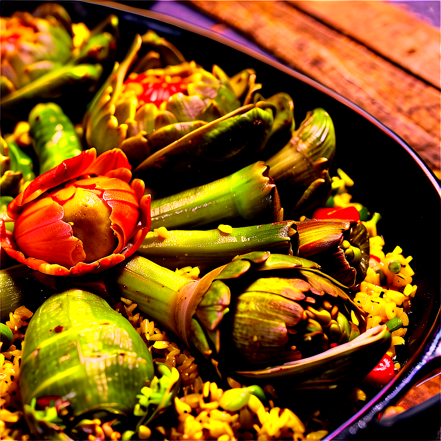 Vegan Paella With Artichokes Png Vyw49 PNG Image