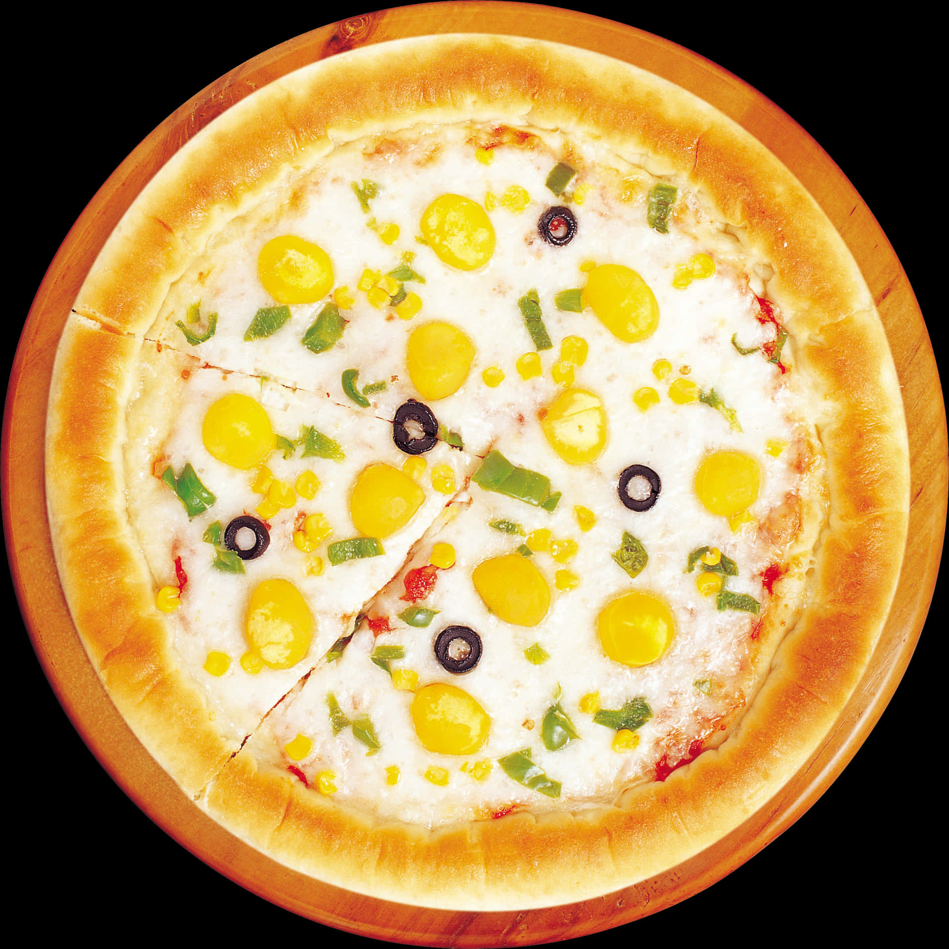 Vegetarian Pizza Top View PNG Image