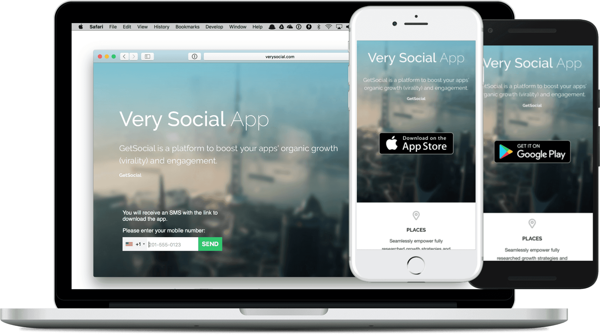 Very Social App Promotion Mockup PNG Image