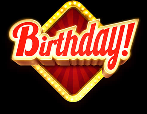 Vibrant Birthday Text Design PNG Image