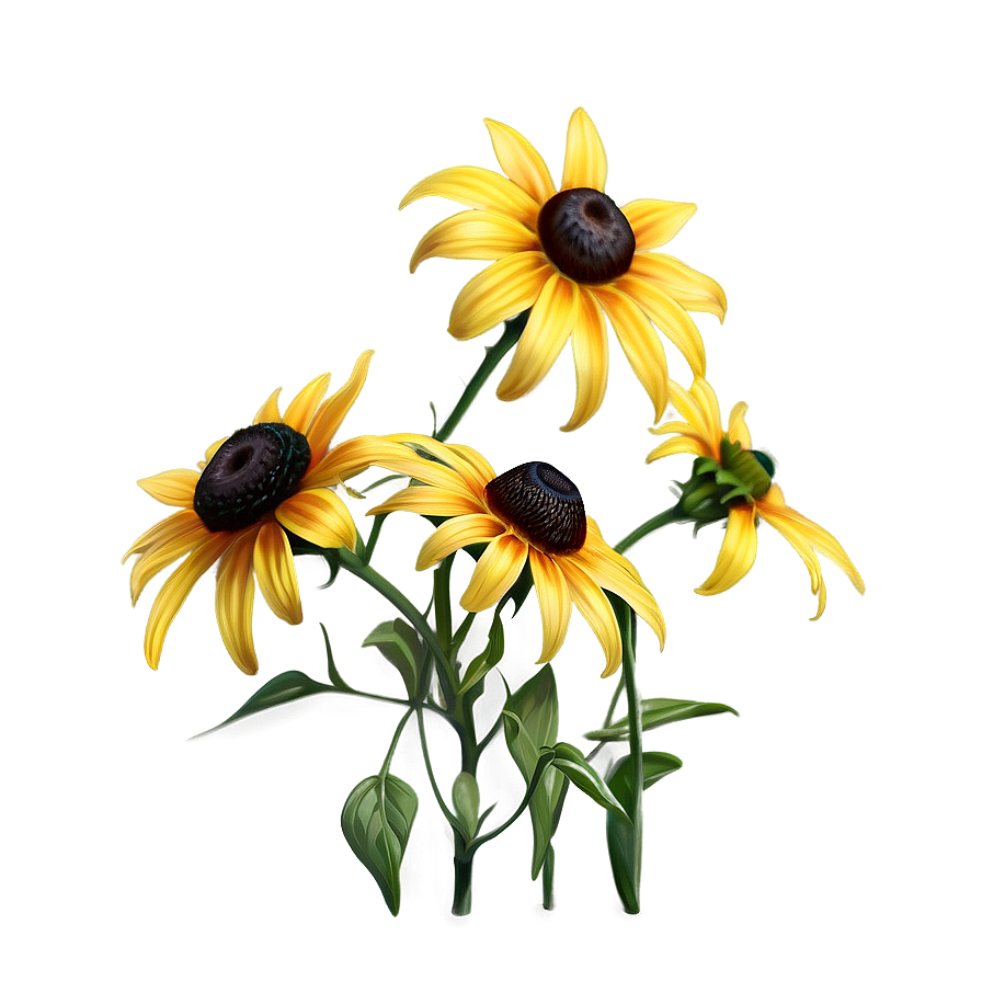 Vibrant Black Eyed Susan Illustration Png Fgo96 PNG Image