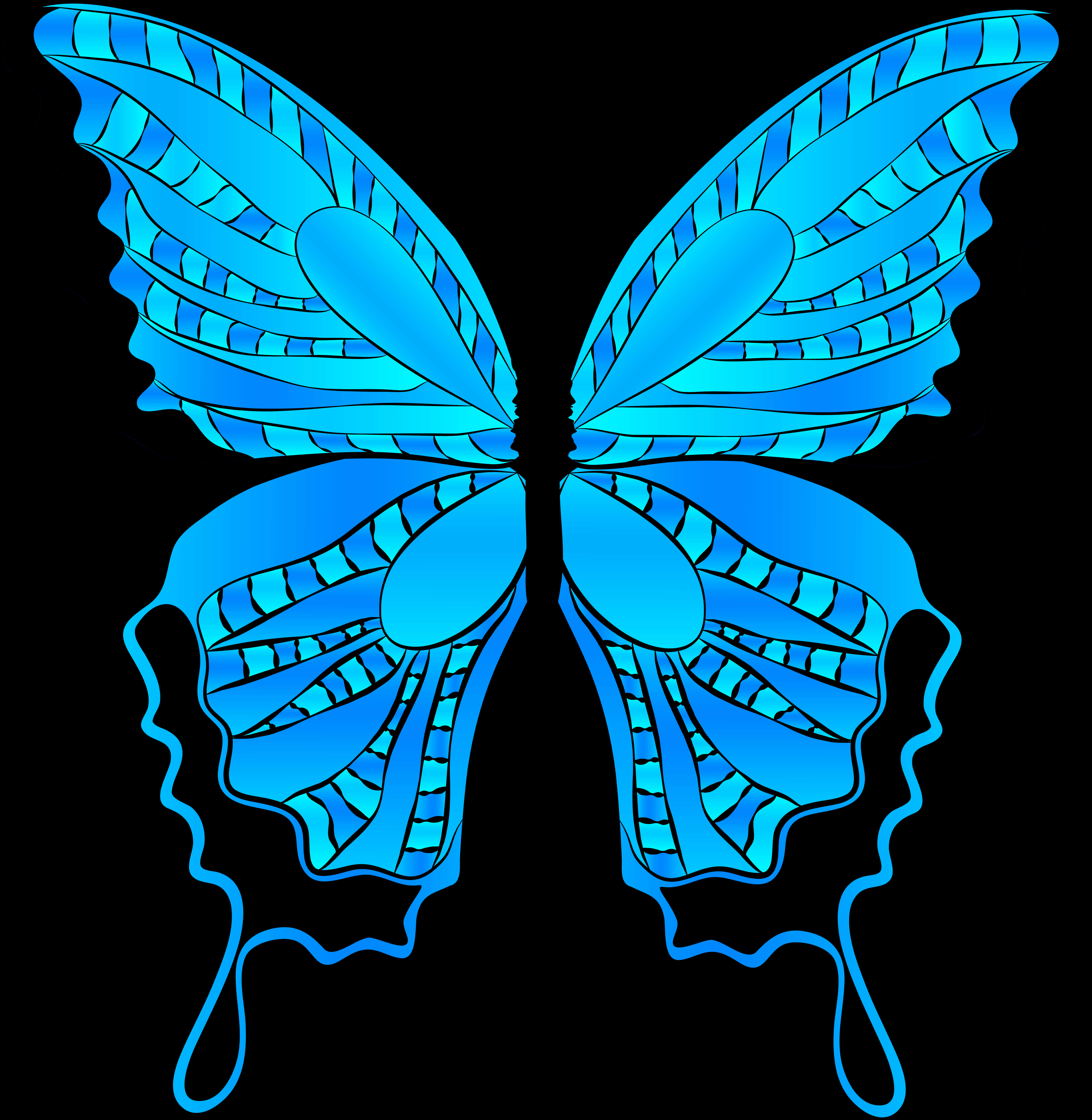 Vibrant Blue Butterfly Illustration PNG Image