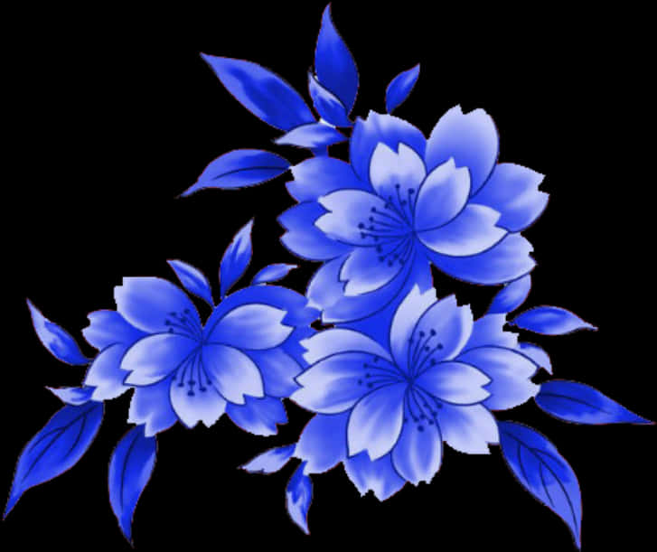 Vibrant_ Blue_ Flowers_ Corner_ Design.png PNG Image