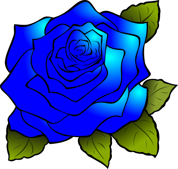 Vibrant Blue Rose Illustration PNG Image