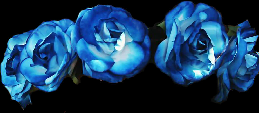 Vibrant Blue Roseson Black Background PNG Image