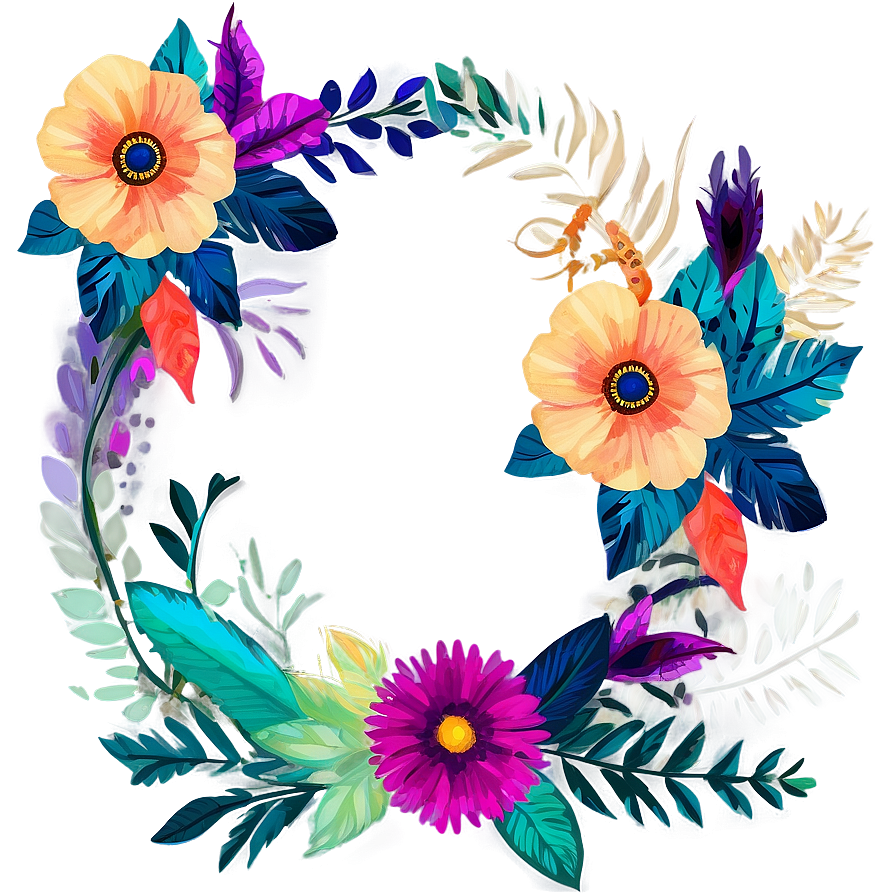 Vibrant Boho Flowers Png 6 PNG Image