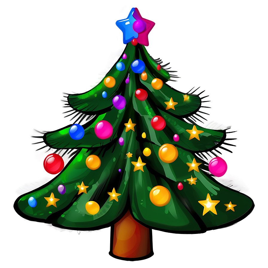 Vibrant Christmas Tree Drawing Png Hkw PNG Image