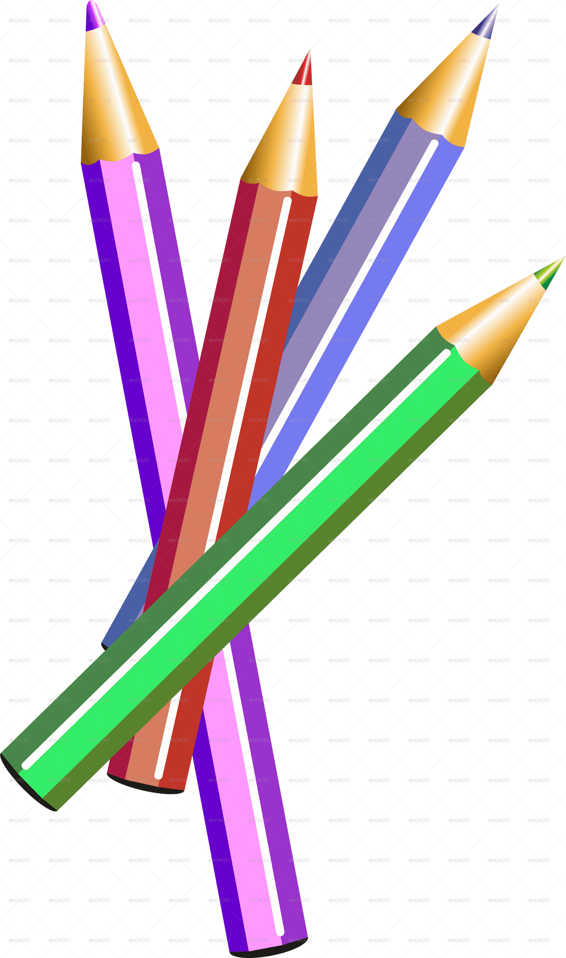 Vibrant Colored Pencils Array PNG Image