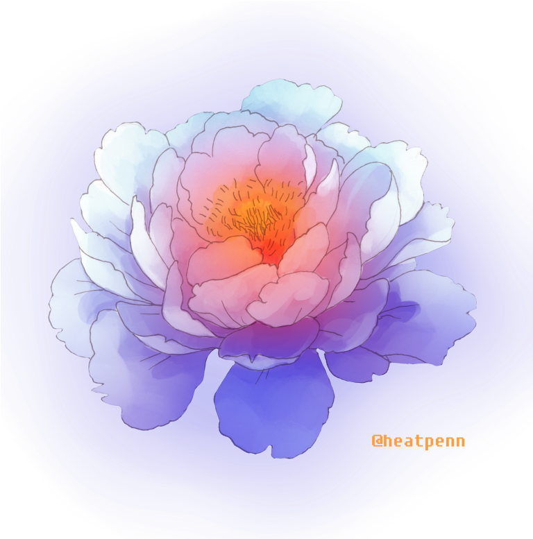 Vibrant Digital Peony Art PNG Image