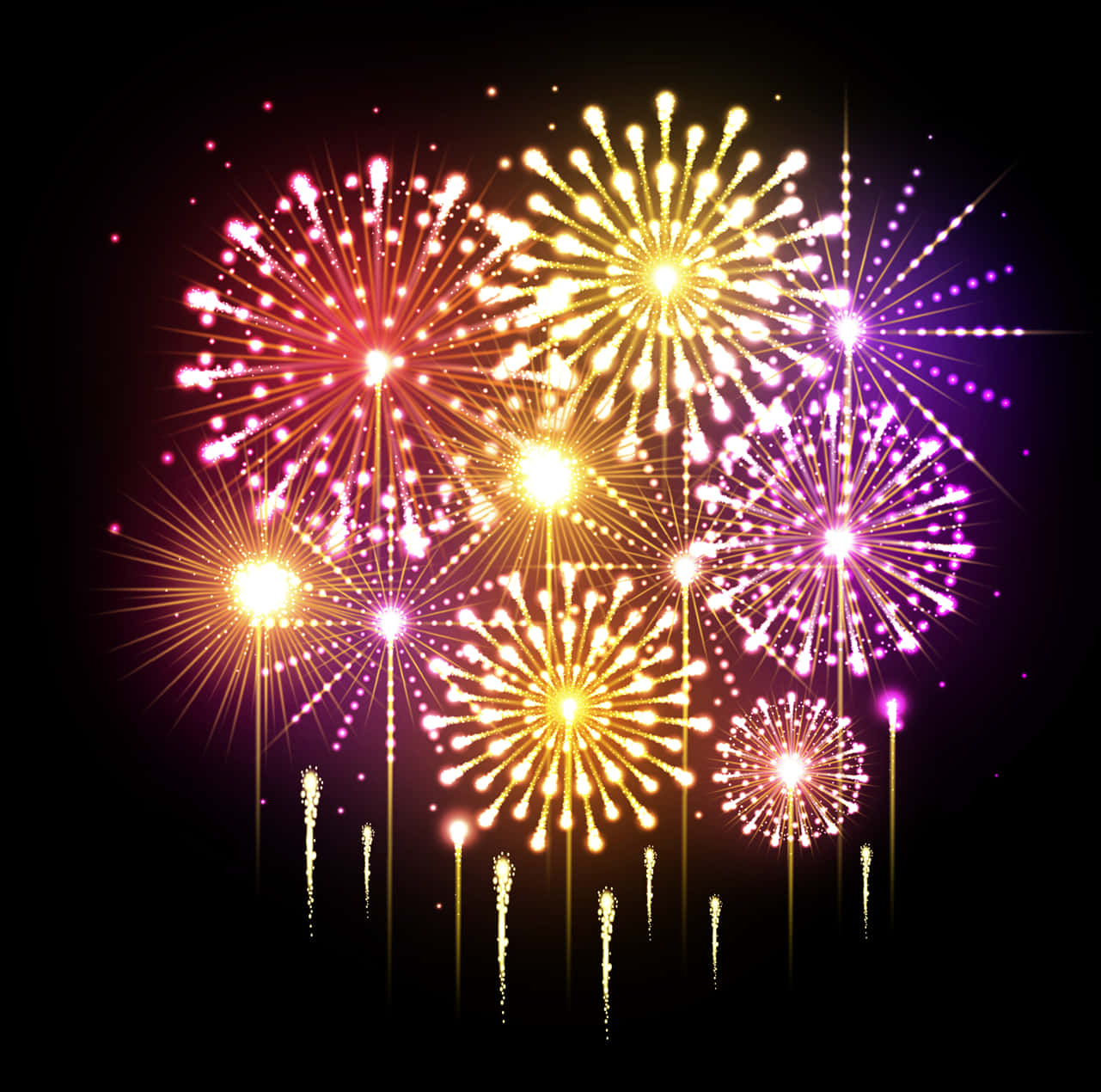 Vibrant Diwali Fireworks Display PNG Image