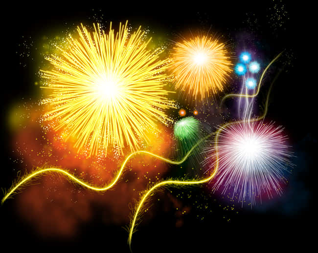 Vibrant Diwali Fireworks Display PNG Image