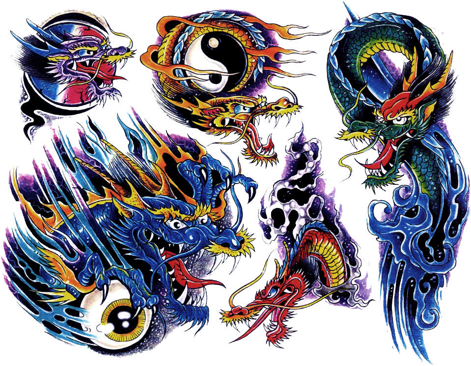 Vibrant_ Dragon_ Tattoo_ Designs PNG Image