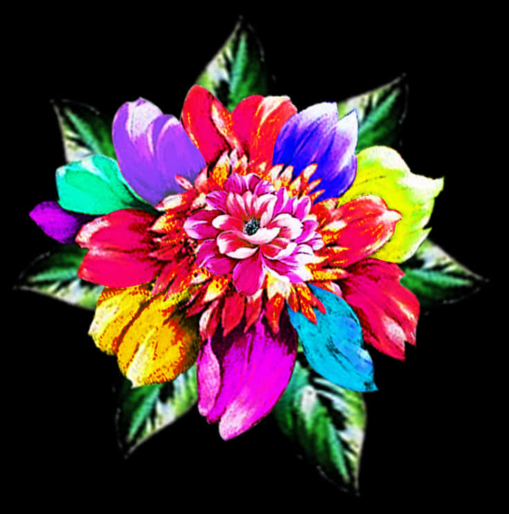 Vibrant Floral Artwork PNG Image