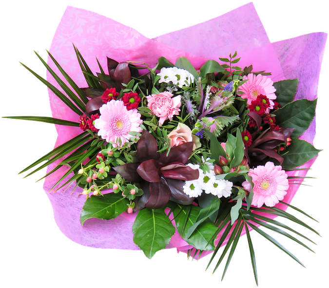 Vibrant_ Floral_ Bouquet_ Pink_ Wrapping.png PNG Image