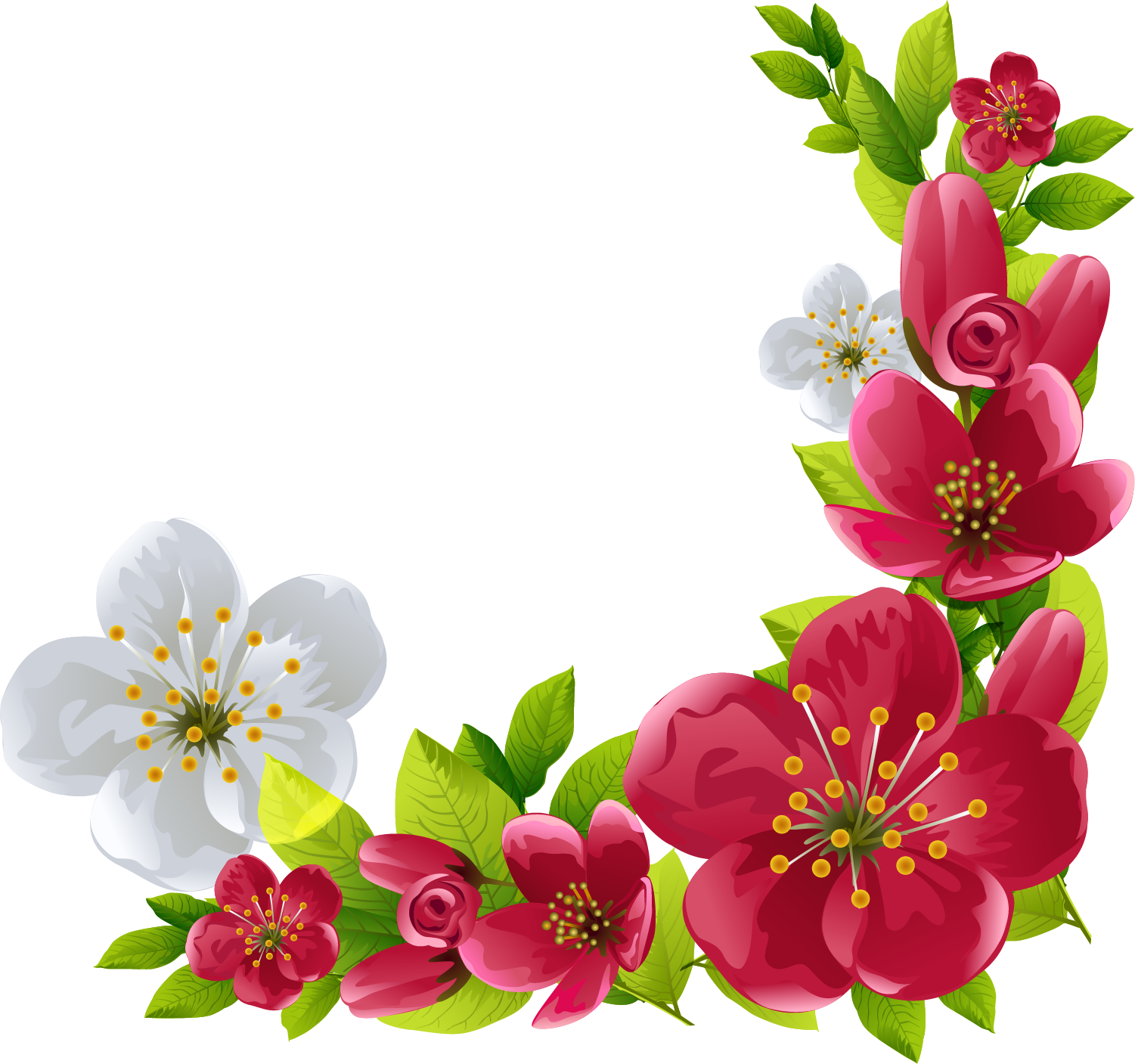 Vibrant_ Floral_ Corner_ Design PNG Image